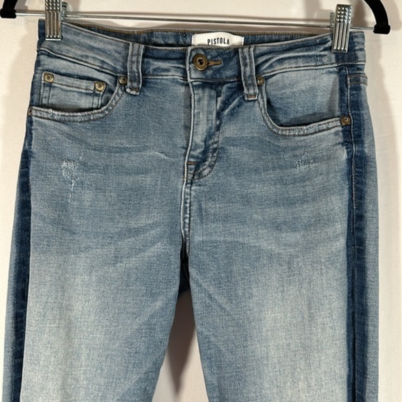 Pistola Light Blue Lightly Distressed Ankle Skinny Jeans - Picture 2 of 12